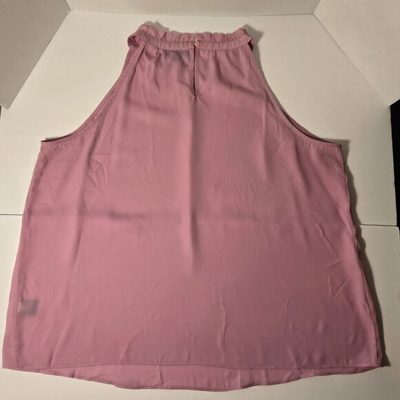 Apt. 9 Pleated Ruffle Neck Mauve Pink Sleeveless Shirt - Picture 4 of 16